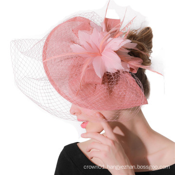 Wholesale Party/Races Sinamay Flower Fascinator Hats Headband with Feather For Ladies